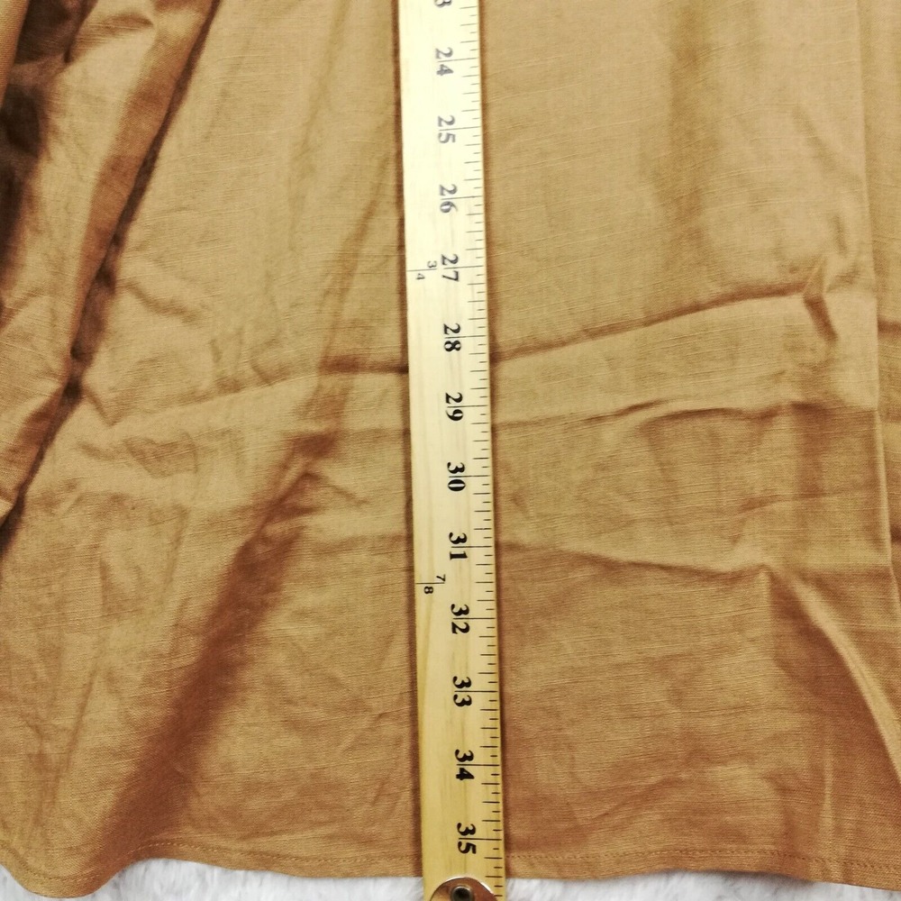 Torrid Womens Shirt Button Up Linen‎ Blend Brown Camel Roll Tab Sleeve Plus 6 - Picture 3 of 7